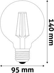 Avide Λάμπα LED Filament Κοινή G95 7W E27 360° Θερμό 2500K Ντιμαριζόμενο Κεχριμπάρι