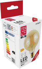 Avide Λάμπα LED Filament Κοινή G95 7W E27 360° Θερμό 2500K Ντιμαριζόμενο Κεχριμπάρι