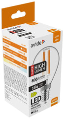 Avide Λάμπα LED Filament Σφαιρική 4.9W E14 Λευκό 4000K Super High Lumen