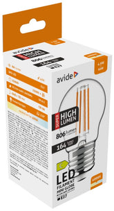 Avide Λάμπα LED Filament Σφαιρική 4.9W E27 Λευκό 4000K Super High Lumen