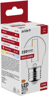 Avide Λάμπα LED Filament Mini Σφαιρική 2.5W E27 WW 2700K