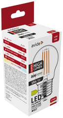 Avide Λάμπα LED Filament Σφαιρική 4.9W E27 Θερμό 2700K Super High Lumen