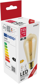 Avide Λάμπα LED Filament ST57 7W E27 360° Θερμό 2500K Ντιμαριζόμενο Κεχριμπάρι