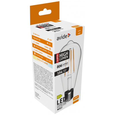Avide Λάμπα LED Filament ST58 4.9W E27 NW 4000K Super High Lumen