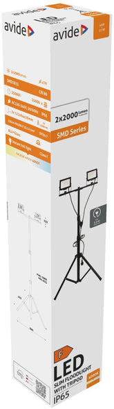 Avide LED Προβολέας Slim SMD 2x20W NW 4000K 2 Κεφαλές με Τρίποδο
