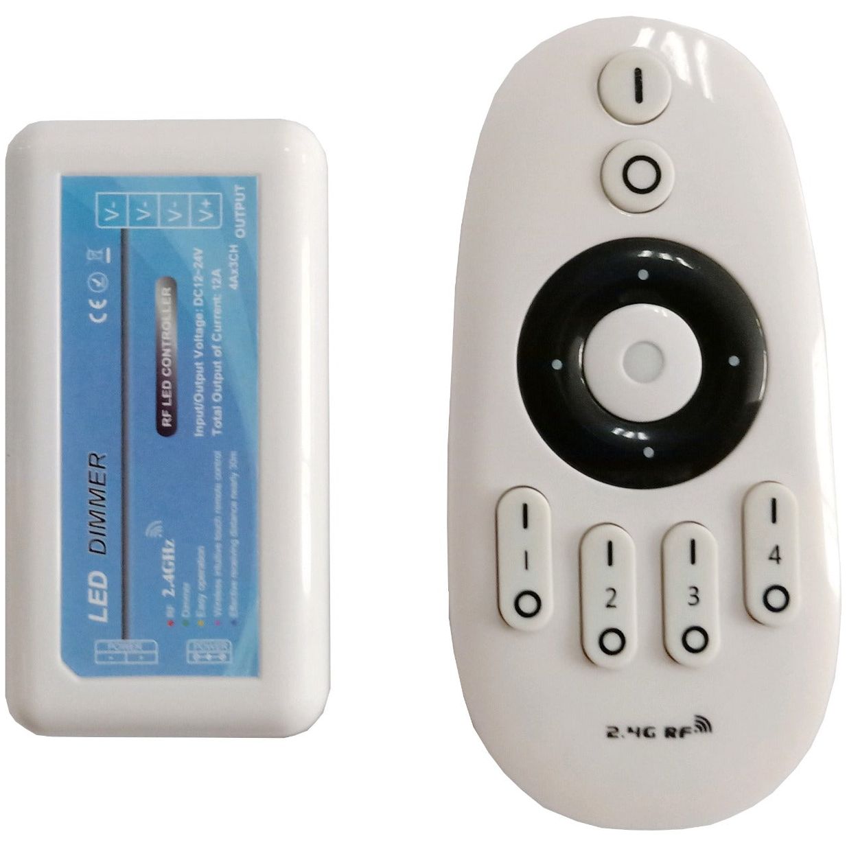 AvideΤηλεχειριστήριο RF και Ελεγκτής για LED Ταινία 12V 144W με Ντίμερ 4 Ζωνών