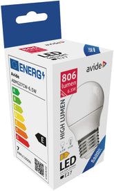 Avide Λάμπα LED Σφαιρική G45 6.5W E27 Ψυχρό 6400K High Lumen