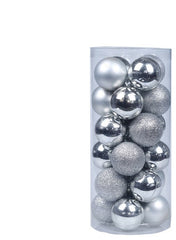 Artezan Χριστουγεννιάτικες Μπάλες 8cm Σωλίνας Ασημί 24τμχ