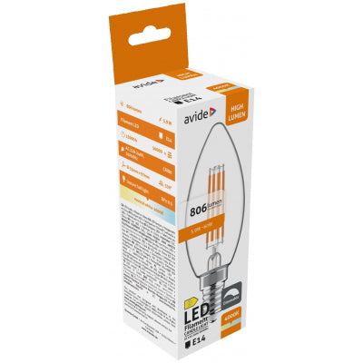 Avide Λάμπα LED Filament Candle 5.9W E14 NW 4000K Dimmable