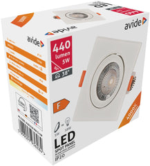 Avide Λάμπα LED Χωνευτό Σποτ 38° Τετράγωνο 5W Λευκό 4000K