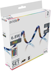 Avide LED Ταινία Blister 5V 30LED RGB IP65 2m + IR 24k rem.