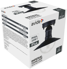 Avide Εξωτερικό Φωτιστικό Οροφής Imperial 1xE27 IP44 Μαύρο