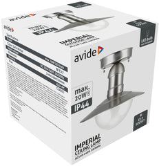 Avide Εξωτερικό Φωτιστικό Οροφής Imperial 1xE27 IP44 Ανοξείδωτο Ατσάλι