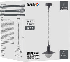 Avide Εξωτερικό Φωτιστικό Οροφής Imperial 1xE27 IP44 Ανθρακί