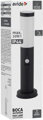 Avide Εξωτερικό Φωτιστικό Κήπου Κολώνα Boca 1xE27 450mm IP44 Μαύρο με Φωτοκύτταρο
