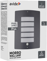 Avide Επιτοίχιο Φωτιστικό Εξωτερικού Χώρου Morro 1xE27 PIR IP44 Antracit