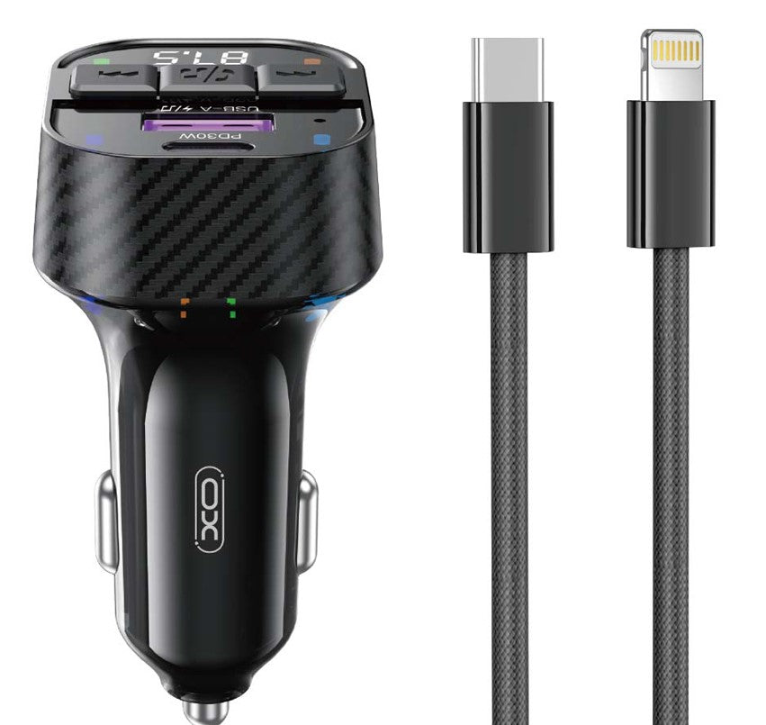 XO BCC17 Smart Bluetooth MP3 A+C Dual Port PD30W Φορτιστής Αυτοκινήτου με καλώδιο Lightning
