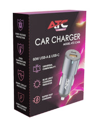 ATC-CA06 Φορτιστής Αυτοκινήτου USB-A & Type-C 60W