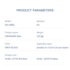 XO CB03 Θήκη Tablet iPad Γκρι (12.9 ιντσών)