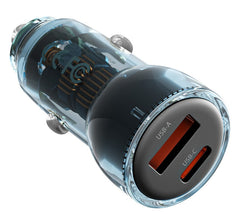 XO CC60 Smart Φορτιστής Αυτοκινήτου A30W+C30W/Ταυτόχρονη 60W Μπλε με Διαφάνεια