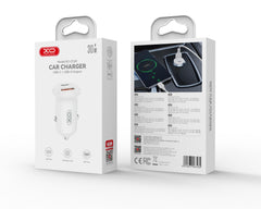 XO CC69 Μικρός Smart Φορτιστής Αυτοκινήτου USB-A & Type-C 30W Λευκός