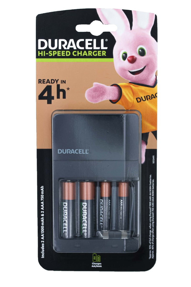 DURACELL CEF14 4h Φορτιστής Μπαταριών με 2xAA 1300mAh + 2xAAA 750mAh