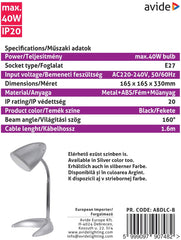 Avide Basic Φωτιστικό Γραφείου με C Βάση Μαύρο