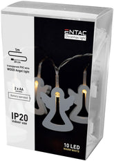 Entac Χριστουγεννιάτικα Λαμπάκια Εσωτερικά Ξύλινα Αγγελλάκια 10 LED Θερμό 1μ (2xAA Δεν περιλαμβ.)