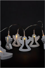 Entac Χριστουγεννιάτικα Λαμπάκια Εσωτερικά Ξύλινα Αγγελλάκια 10 LED Θερμό 1μ (2xAA Δεν περιλαμβ.)