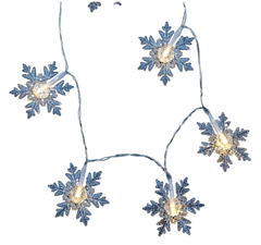 Entac Χριστουγεννιάτικα Λαμπάκια Εσωτερικές Πλαστικές Νιφάδες 10 LED Θερμό 1m (2xAA Δεν περιλαμβ.)