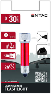 Entac Φακός 5 LED Μπρελόκ Κόκκινο
