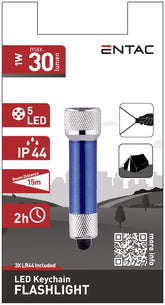 Entac Φακός 5 LED Μπρελόκ Μπλέ