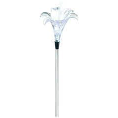 Entac Ηλιακό Φωτιστικό Κήπου 34cm RGB από Ανοξείδωτο Ατσάλι Λουλούδι LF80