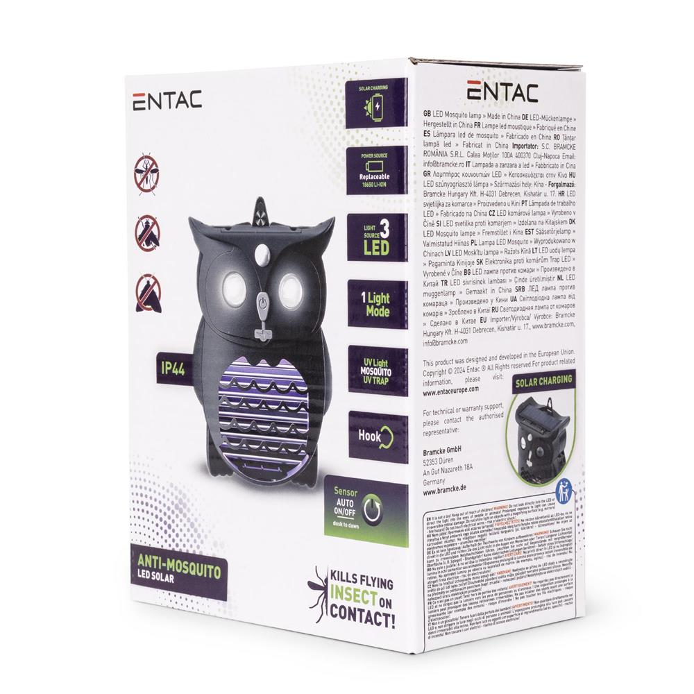 Entac Ηλιακό Αντικουνουπικό Φωτιστικό Κήπου Κρεμαστό UV