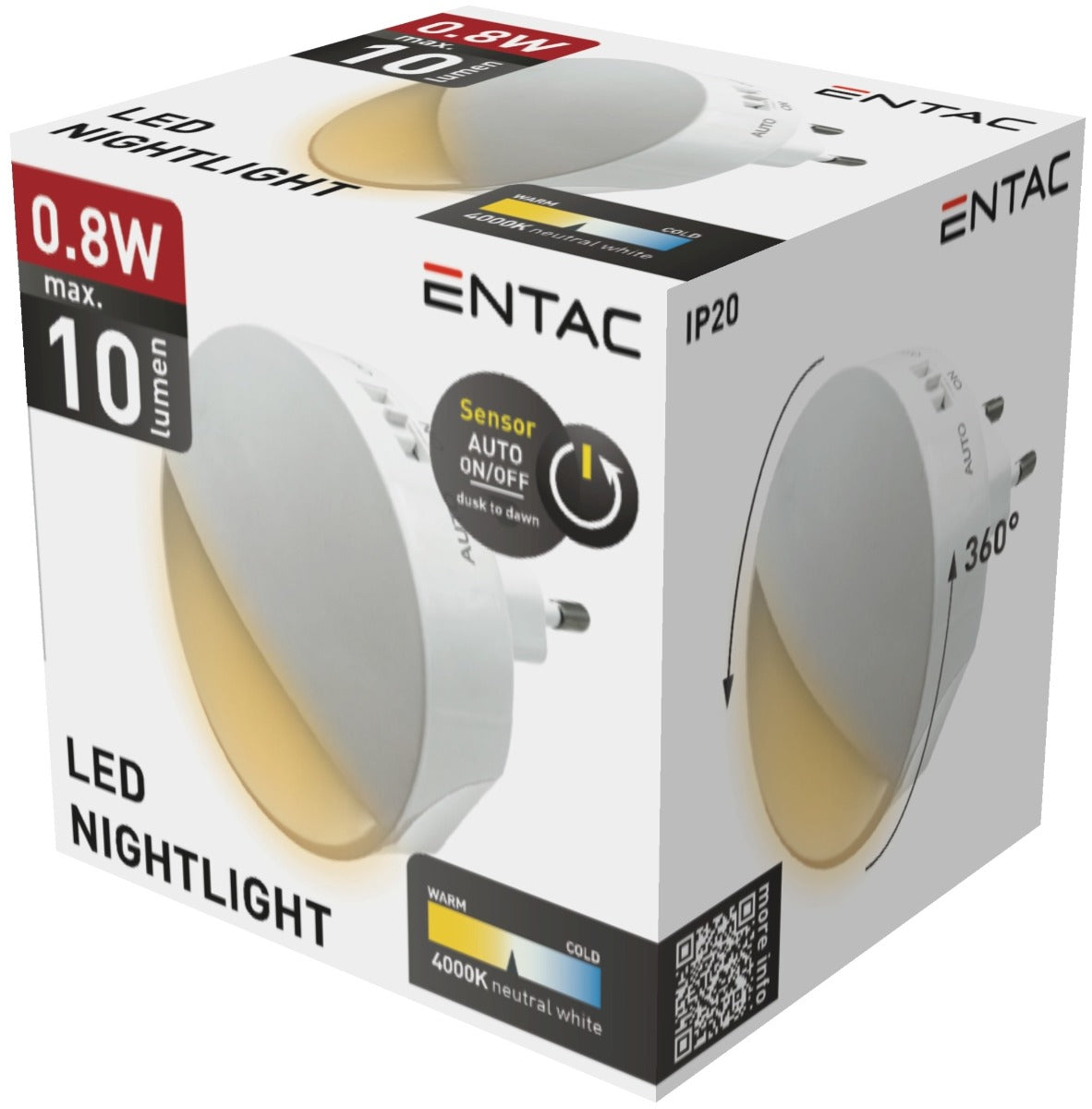 Entac Φωτάκι Νυκτός 0.8W CDS με Αισθητήρα Dusk to Dawn