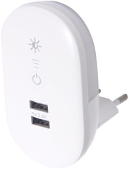 Entac Φωτάκι Νυκτός 3000K Ρυθμιζόμενο με 2 Θύρες USB