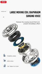 XO EP37 Ακουστικά Handsfree In-ear 1.15m Μαύρα