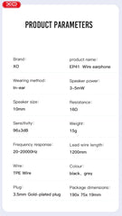 XO EP41 Ακουστικά Handsfree 3.5mm In-ear 1.2m Γκρι