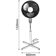 Entac Φορητός Επιδαπέδιος Ανεμιστήρας 44W Pulse με Τηλεχειριστήριο