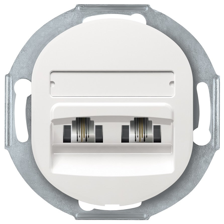 EON E613.0 Διπλή Πρίζα Τηλεφώνου Χωρίς Πλαίσιο Κάλυψης 2xRJ12 6/4 Cat 3 Λευκή