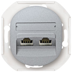 EON E614.S Δπλή Πρίζα Δεδομένων Χωρίς Πλαίσιο Κάλυψης 2xRJ45 Cat 5e UTP Ασημί