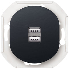 EON E6161.E1 2xUSB Πρίζα Φόρτισης 2.1A 5V Χωρίς Πλαίσιο Κάλυψης soft-touch Μαύρη