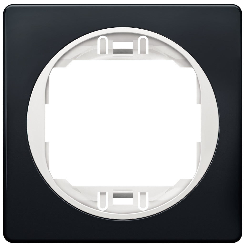 EON E6801.E10 Πλαίσιο μιας Θύρας 80x80 soft-touch Μαύρο με Λευκό Στήριγμα