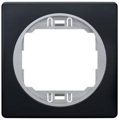 EON E6801.E1S Πλαίσιο μιας Θύρας 80x80 soft-touch Μαύρο με Ασημί Στήριγμα