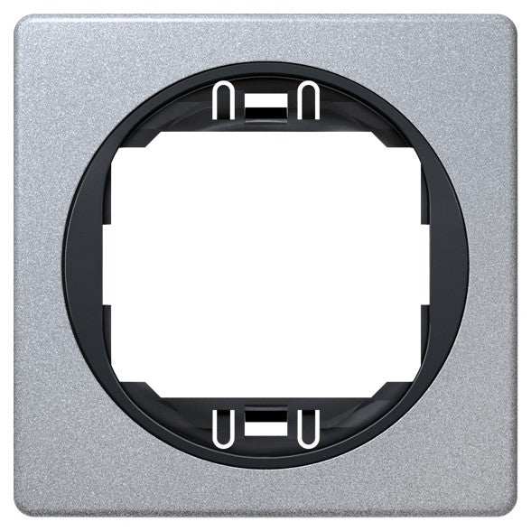 EON E6801.SE Πλαίσιο μιας Θύρας 80x80 Ασημί με Μαύρο Στήριγμα