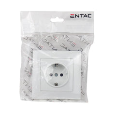 Entac Arnold Χωνευτή Πρίζα Τοίχου Γειωμένη + 2 USB 2.1A (total) Λευκή