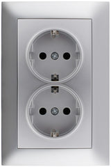 Entac Arnold Χωνευτή Πρίζα Τοίχου 2x Γειωμένη Ασημί
