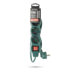 Entac Πολύπριζο 4 Θέσεων με Διακόπτη S1 3G1.5 Πράσινο 3m