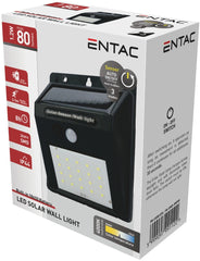 Entac Ηλιακό Φωτιστικό Τοίχου Πλαστικό 1.2W SMD με 3 modes PIR