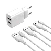 XO L109 (EU) Φορτιστής με Διπλή Θύρα USB-A 2.4A και Καλώδιο Micro